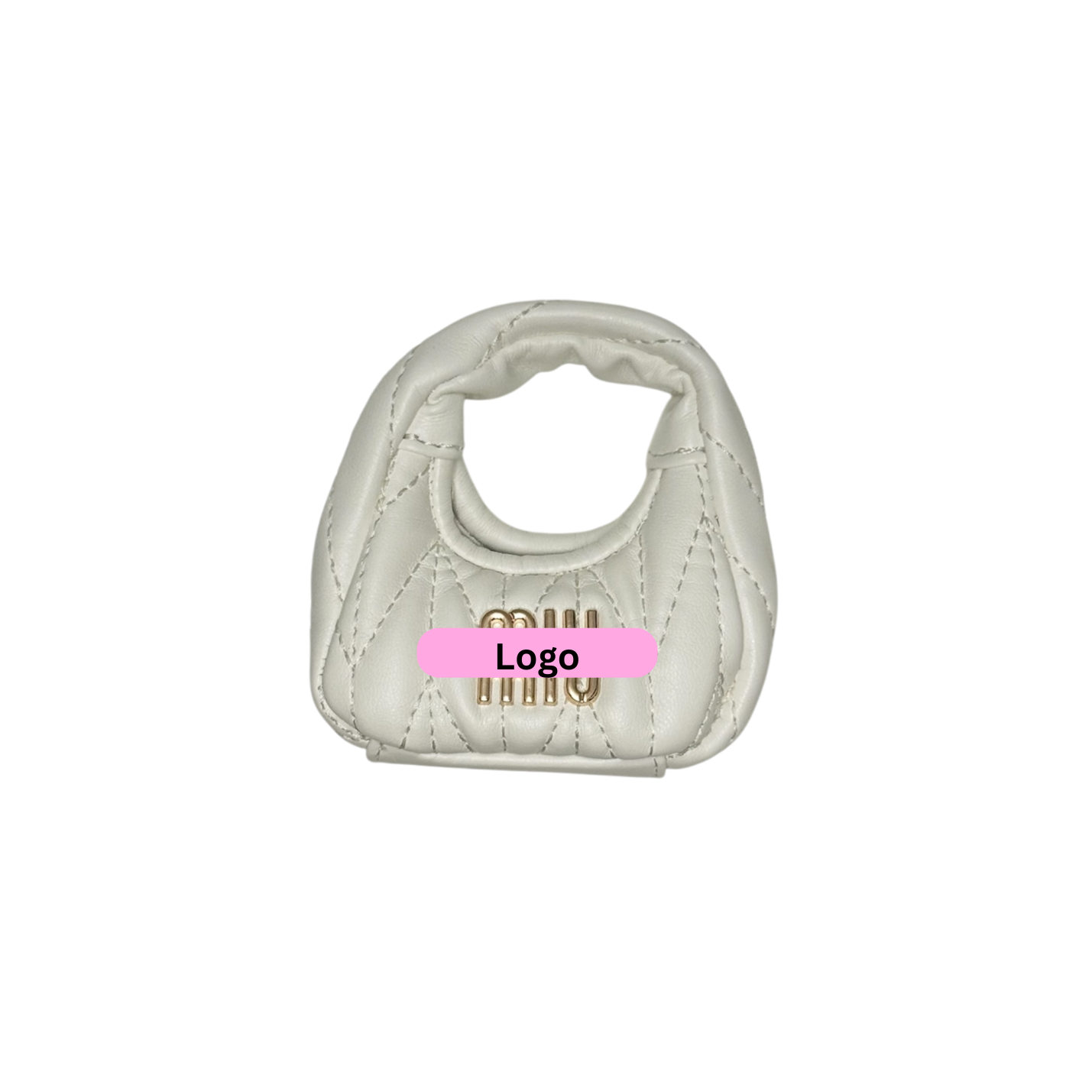 White Mini MIUx2 Keychain Bag