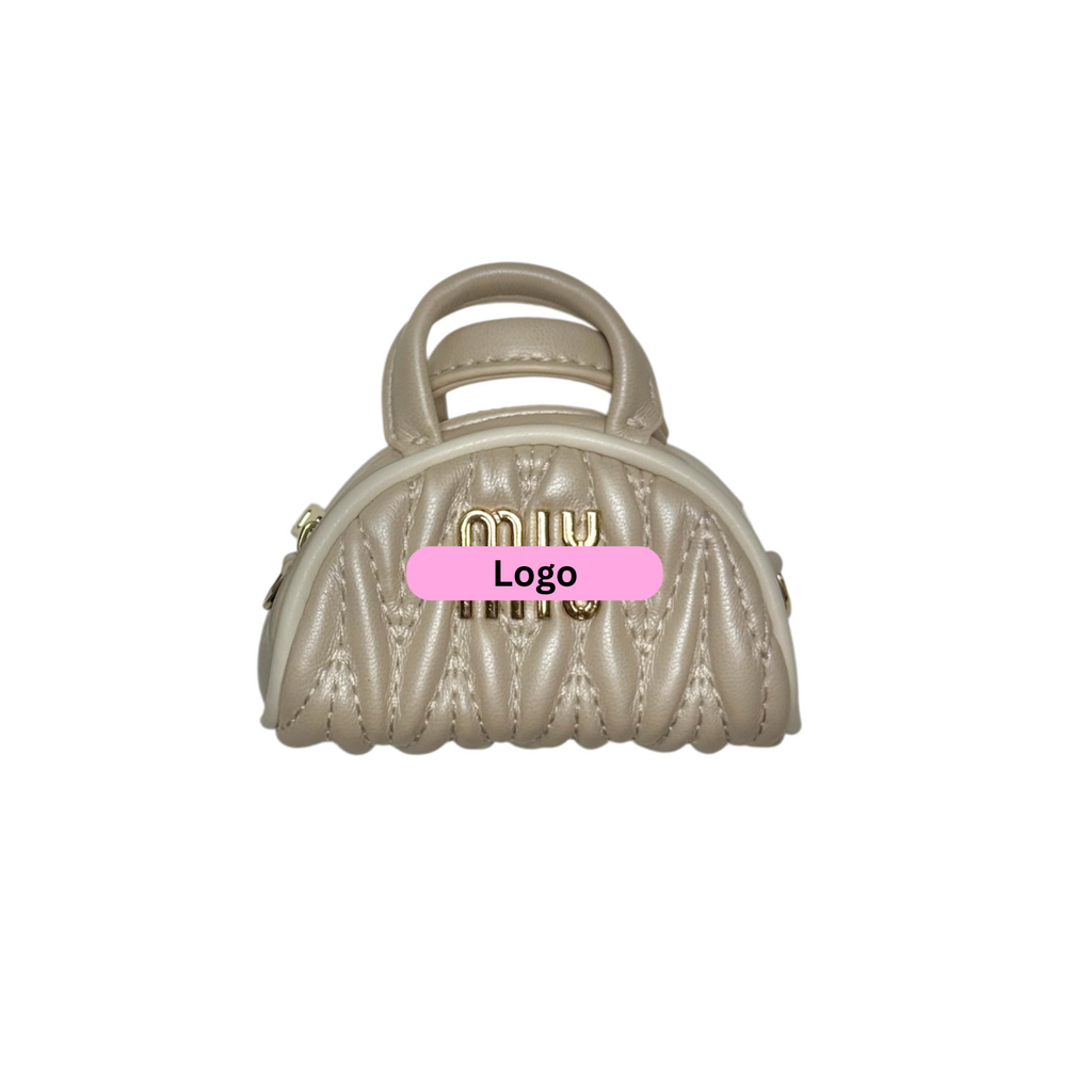 Mini Beige Miu Barrel Keychain Bag