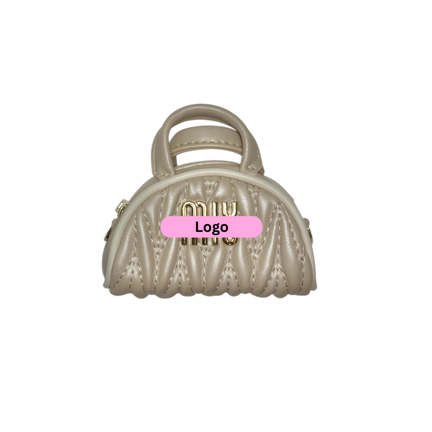 Mini Beige Miu Barrel Keychain Bag