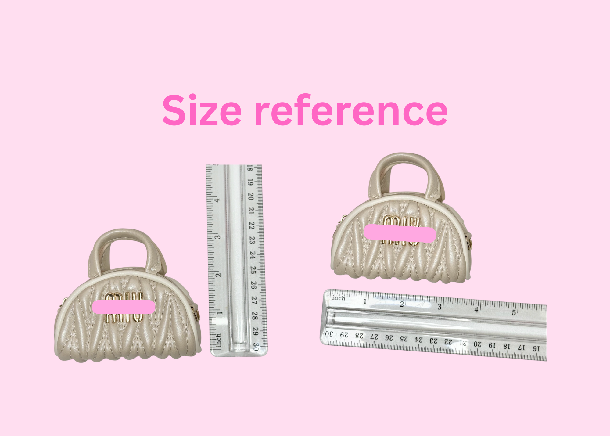 Mini Beige Miu Barrel Keychain Bag