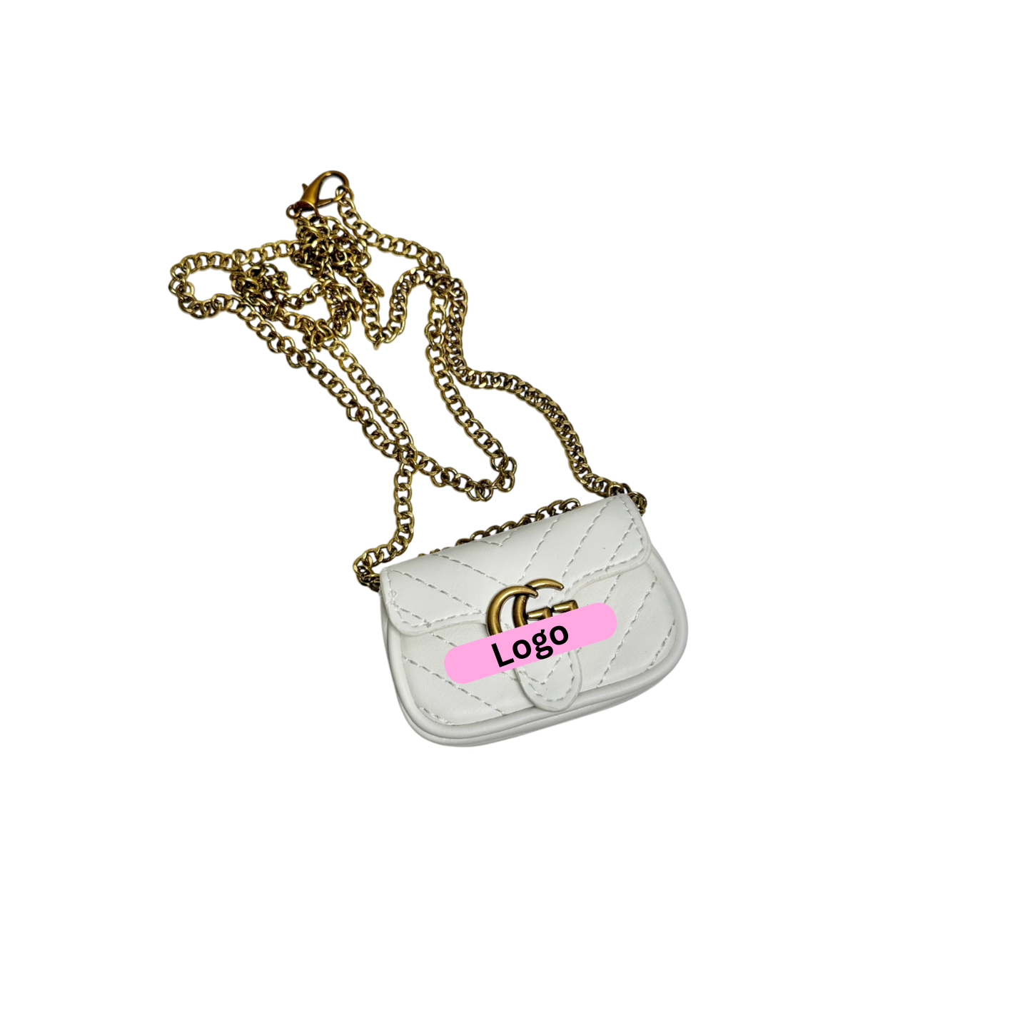 White Mini GG Keychain Bag